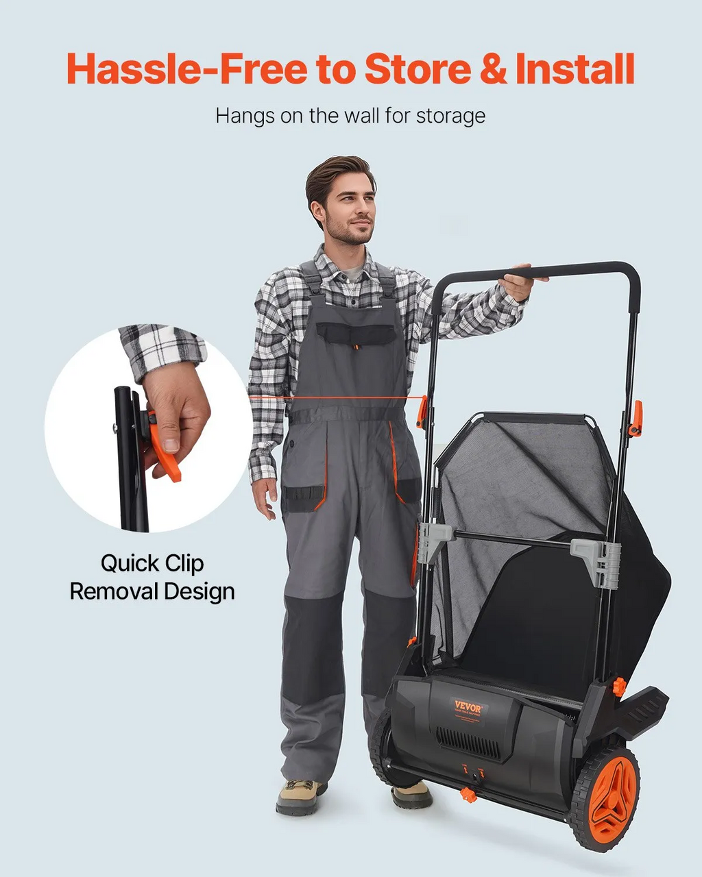 21-inch leaf and grass collector | Push Lawn Sweeper